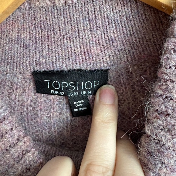 Topshop Cropped Mock Neck Sweater Mauve US 10 - Picture 3 of 4